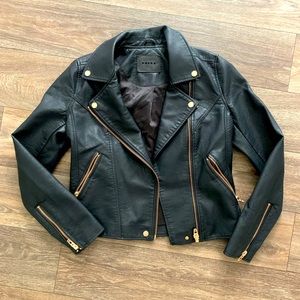 Blanknyc Denim Faux Leather Moto Jacket Blackened Rose | Size: Medium